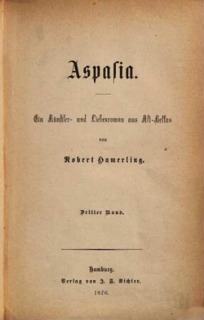 Aspasia : ein Künstler- und Liebesroman aus Alt-Hellas, 3