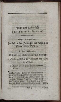 Plan und Uebersicht des dritten Bandes