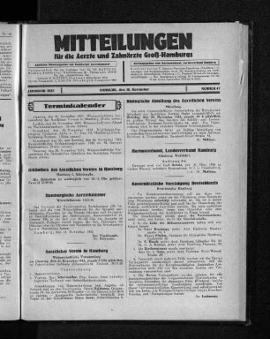 Jahrgang 1933, Hamburg, den 19. November, Nummer 47