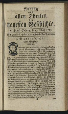 X. Stück. Coburg, den 7. Merz. 1753.