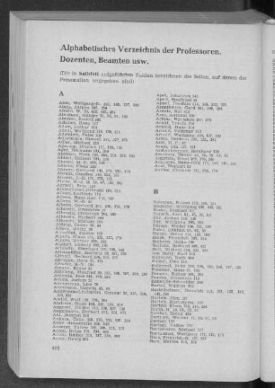 Alphabetisches Verzeichnis der Professoren, Dozenten, beamten usw.