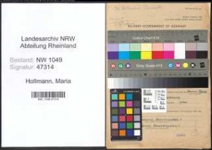 Entnazifizierung Maria Hollmann , geb. 07.05.1890 (Lehrerin)