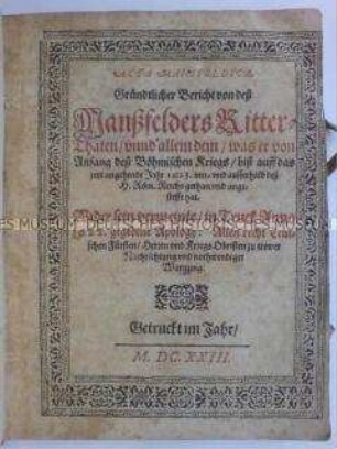 Taten des Grafen Peter Ernst II. von Mansfeld im Dreißgjährigen Krieg