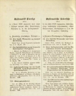 Systematisk Oversigt. - Systematische Uebersicht