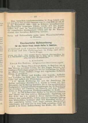 Provisorische Hafenordnung