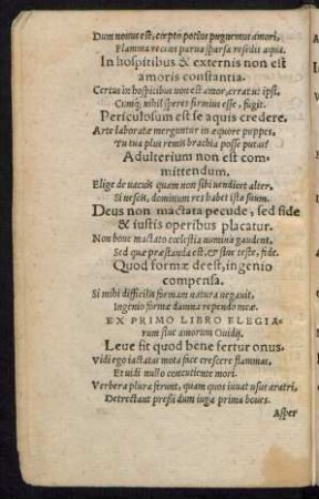 Ex Primo Libro Elegiarum sive amorum Ovidii.