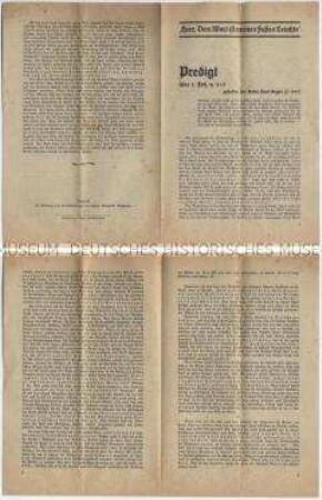 Flugschrift mit dem Text einer Predigt - Sachkonvolut