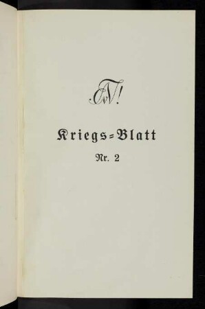 1-31, Kriegs-Blatt Nr. 2