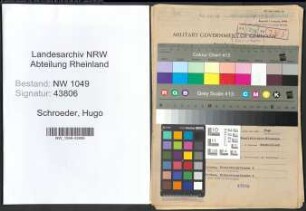 Entnazifizierung Hugo Schroeder , geb. 11.10.1900 (Werkmeister)