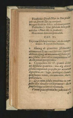 Cap. XI. De primae syllabae quantitate: ubi de compositione, & iterum Auctoritate.