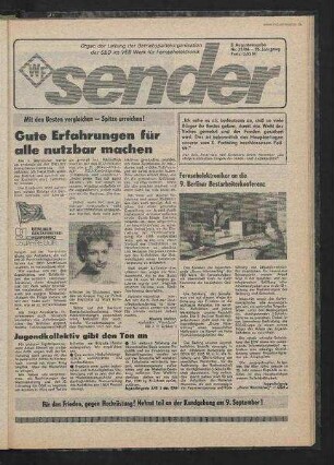 Betriebszeitung 'WF-Sender', Nr.31/1984 (5. Augustausgabe 1984)