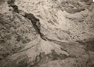 Flutrinne Kaditz. Deltabbildung mit Canon im Sand