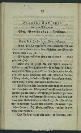 Zeugen-Aussagen den 2ten März 1819