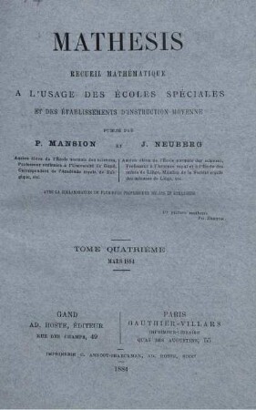TOME QUARTIÈME. MARS 1884.