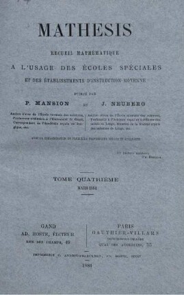 TOME QUARTIÈME. MARS 1884.