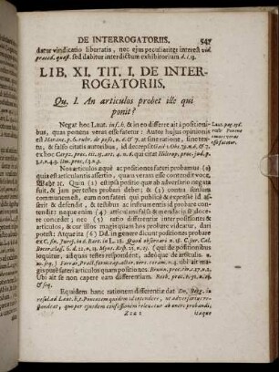 Lib. XI. /Tit. I. De Interrogatoriis. - Tit. VIII. De Mortuo Inferendo, Et Sepulchro Ædificando.