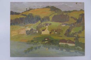 Voralpenlandschaft mit See im Vordergrund