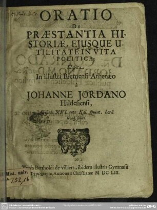 De praestantia historiae eiusque utilitate in vita politica