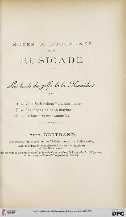 Sér. 4: Notes et documents sur Rusicade : les bords du golfe de la Numidie
