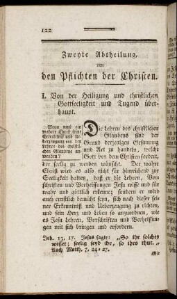 I. Von der Heiligung und christlichen Gottseeligkeit und Tugend überhaupt.