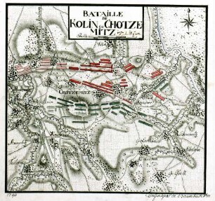 WHK 24 Deutscher Siebenjähriger Krieg 1756-1763: Plan der Schlacht bei Kolin oder Chotzemitz, 18. Juni 1757