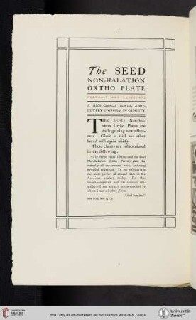 M. A. Seed Dry Plate Company] [The Seed Non-Halation Ortho Plate]