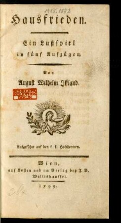 Hausfrieden : Ein Lustspiel in fünf Aufzügen