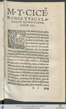 Marci Tullii Ciceronis Tusculanarum Quaestionum Liber IIII