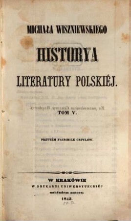 Historya literatury polskiéj, 5