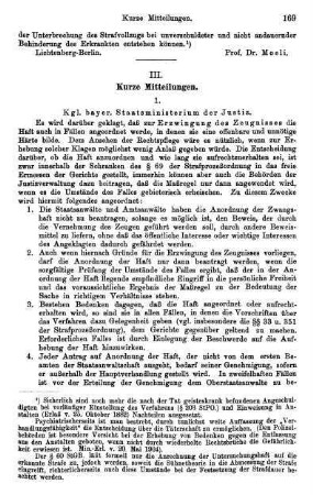 169-172, III. Kurze Mitteilungen