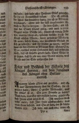 Folge und Beschluß der Historie des Königes Hormoz, mit dem Zunamen des Königes ohne Bekümmerniß