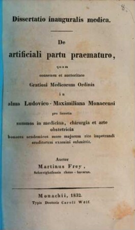 De artificiali partu praematuro