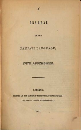 A Grammar of the Panjabi language; with appendices