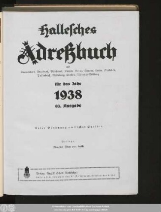93.1938: Hallesches Adreßbuch : für die Jahre ... unter Benutzung amtl. Quellen