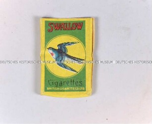 Zigarettenschachtel „Swallow / Cigarettes“, geöffnet, flachgedrückt, ohne Inhalt