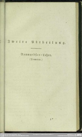 Zweite Abtheilung. Raumgrößen=Lehre (Geometrie.)