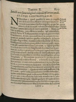 Thesis II. Sancti nos sunt religiosè colendi & invocandi.