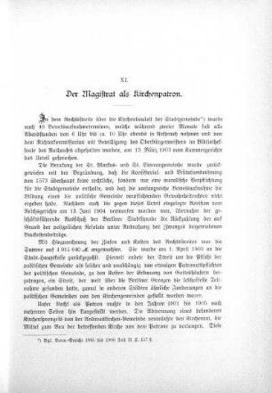 XI. Der Magistrat als Kirchenpatron