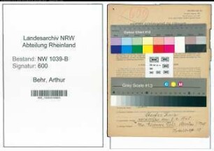 Entnazifizierung Arthur Behr , geb. 04.08.1891 ()