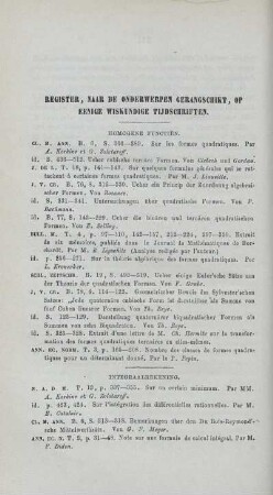 Register, naar de onderwerpen gerangschickt, op eenige wiskundige tijdschriften.