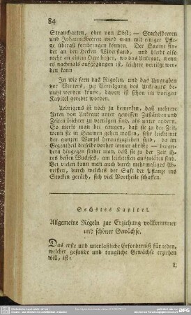 Sechstes Kapitel. Allgemeine Regeln zur Erziehung vollkommner und schöner Gewächse