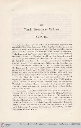 17: Vogels literarischer Nachlass
