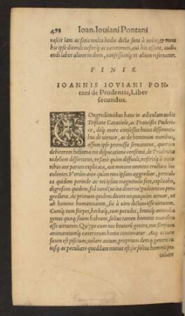 Ioannis Ioviani Pontani de Prudentia, Liber secundus.