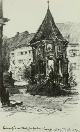 Gotisches Brunnenhaus mit Madonna