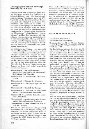 Jahrestagung der Gesellschaft für Ökologie 1977 in Kiel (26.-30.9.1977)