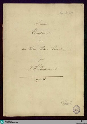 Quartets - Don Mus.Ms. 917 : vl (2), vla, vlc; e; StrK 61
