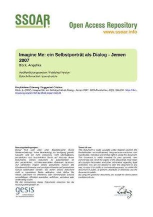 Imagine Me: ein Selbstporträt als Dialog - Jemen 2007