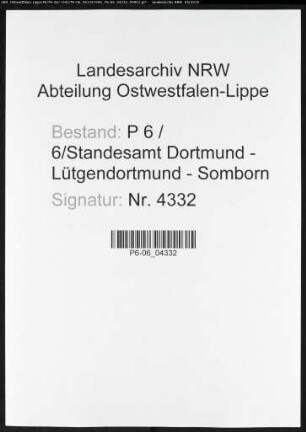 Sterberegister Standesamt Dortmund-Lütgendortmund-Somborn