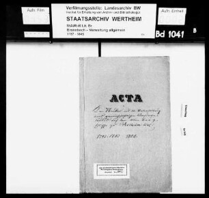 Neubau und Unterhaltung eines gemeinschaftlichen Archivgebäudes auf dem alten Bergschloss zu Wertheim