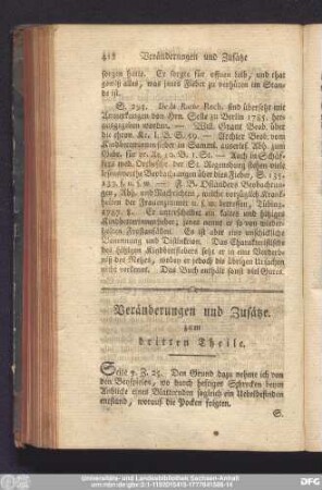 Veränderungen und Zusätze zum dritten Theile.